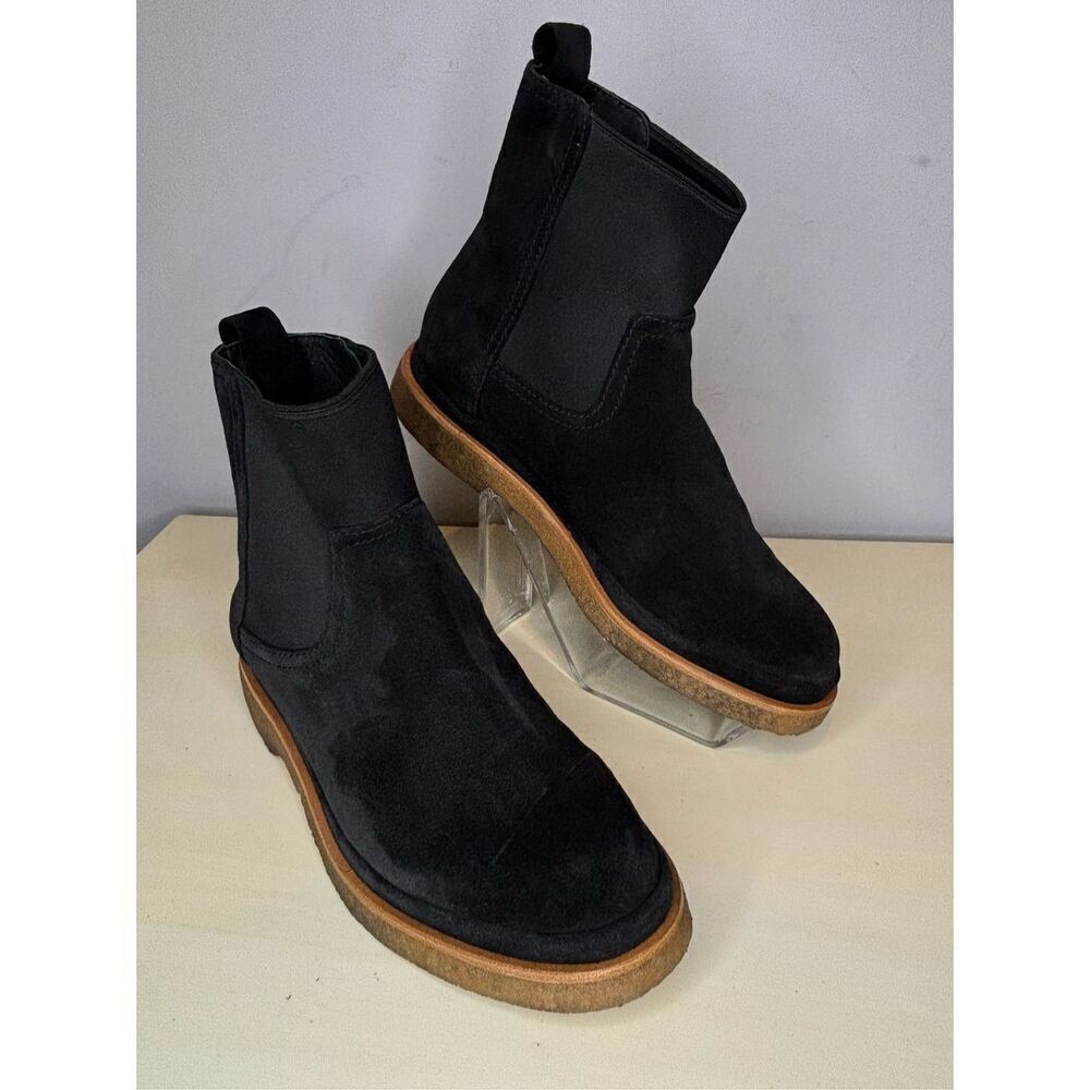 Vince Women's Suede Litton Chelsea Ankle Boots Black Size 6.5